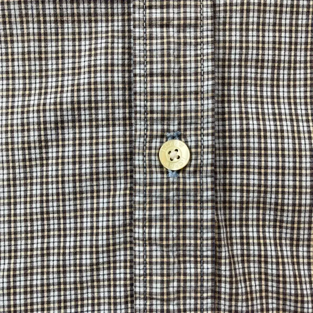 J. Crew Shirt Mens Large Size L Brown‎ Blue Plaid Long Sleeve Button Down